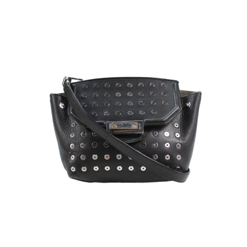 Alexander Wang Womens Leather Studded Shoulder Bag Black